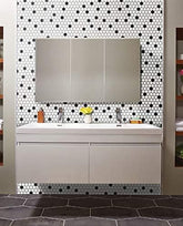 Porcelain Mosaic Floor & Wall Tile - 7/8" Hexagon White with Black Dot - Kitchen, Bathroom, Shower, Backsplash